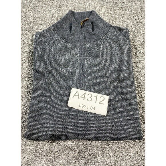 Polo Ralph Lauren Sweater Mens Large Gray Pullover Sweatshirt Jacket 100% Wool - Picture 12 of 12